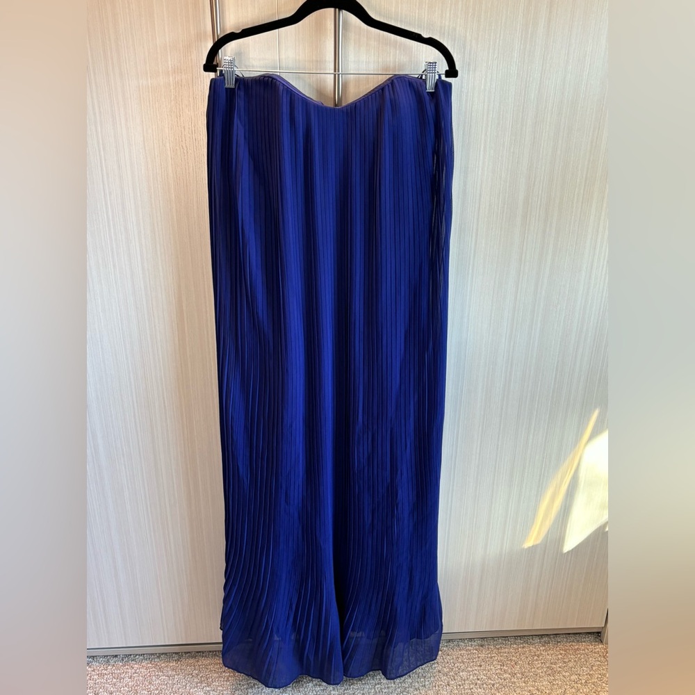 French Connection Strapless Pleated Accordion Asymmetrical Blue Dress Size 10